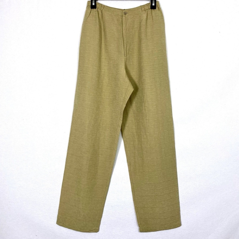 Vtg Silk Linen Trouser Pants‎ Sz 1 Tan Brown 26 x 31 Coastal Lightweight Stretch